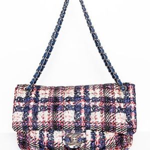 CHANEL 2013-2014 Tweed Printed Nylon Classic Flap Bag